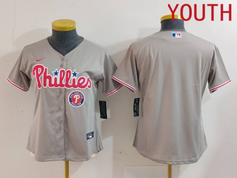 Youth Philadelphia Phillies Blank Grey Game 2024 Nike MLB Jersey style 1->youth mlb jersey->Youth Jersey